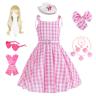 女童cosplay真人芭比同款连衣裙甜美吊带粉色短裙舞台演出服表演5