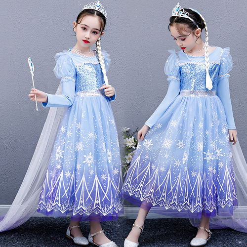 冰雪奇缘艾莎女童生日公主裙洋气
