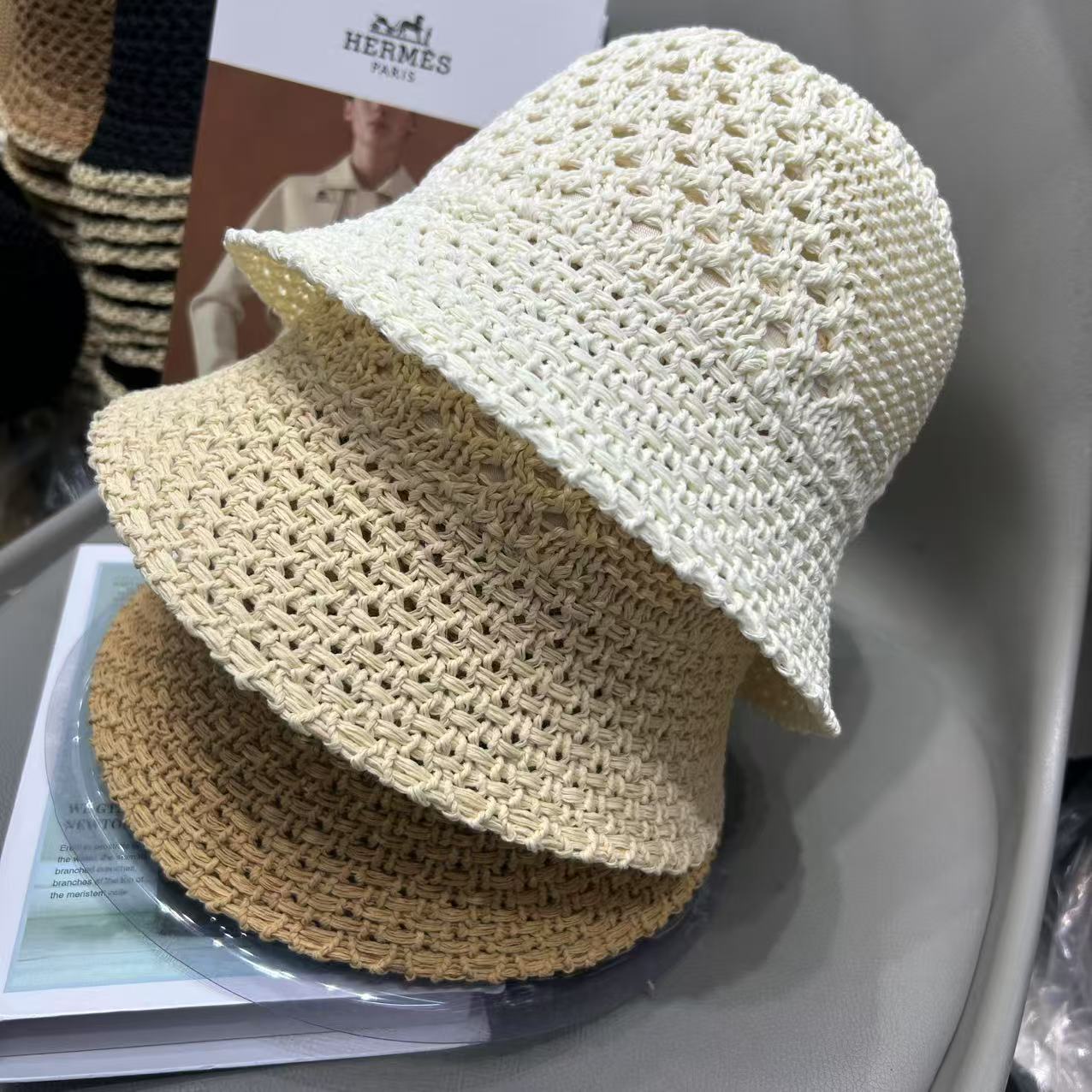 网状镂空防晒渔夫帽女盆帽遮阳帽