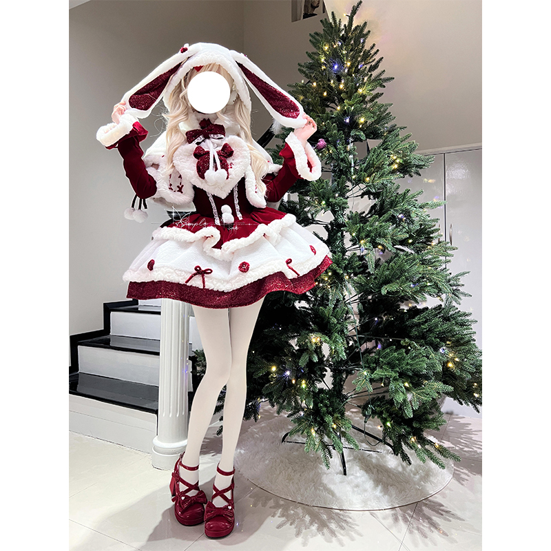 圣诞衣服cos衣服拜服战袍斗篷外套蓬蓬公主裙可爱甜妹圣诞节爆款