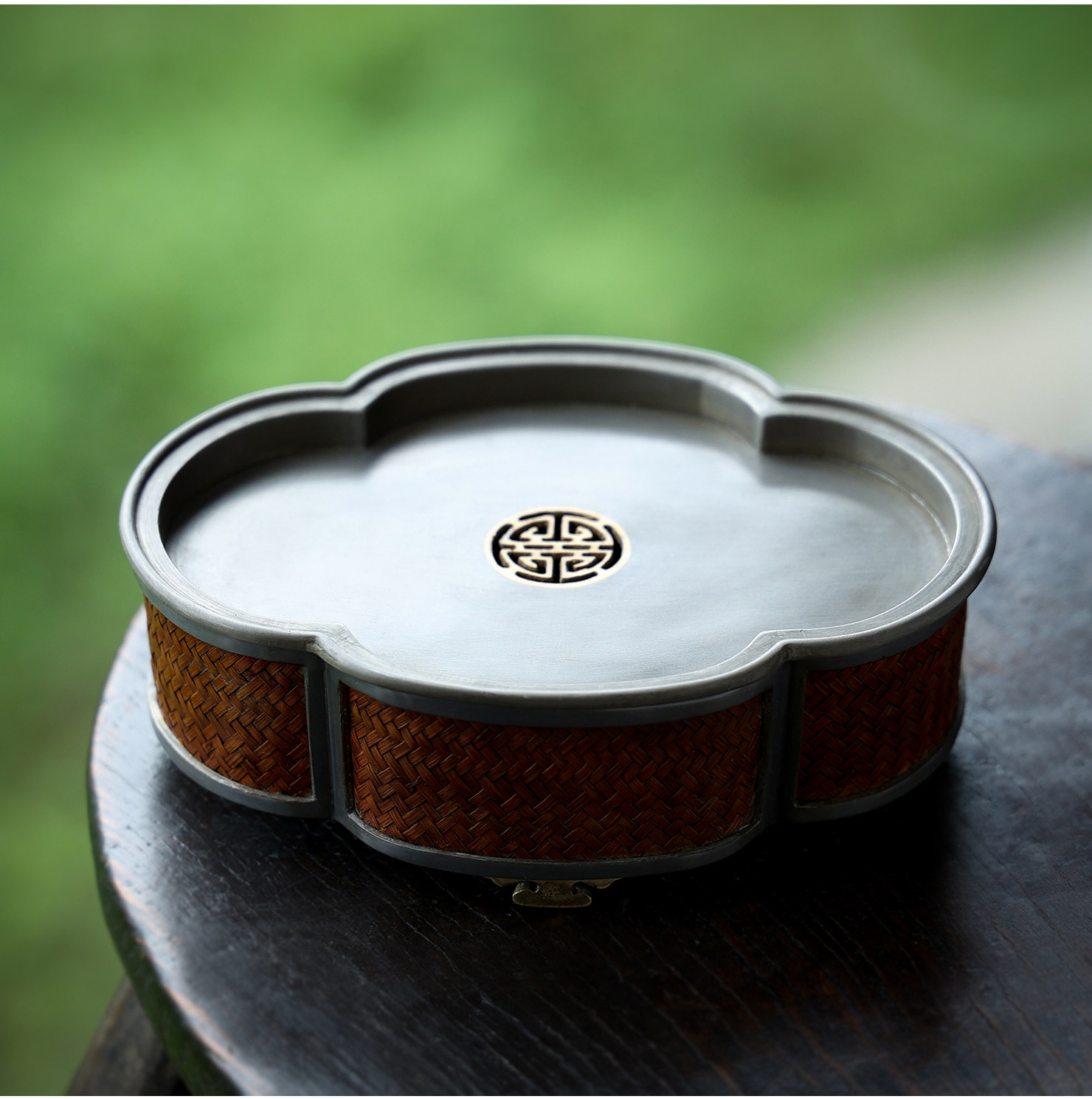 颜吉利竹编海棠锡壶承 纯手工老竹编茶托蓄水干泡盘 小茶盘,餐饮具,茶托,淘宝优惠券,粉丝福利购,淘宝优惠卷