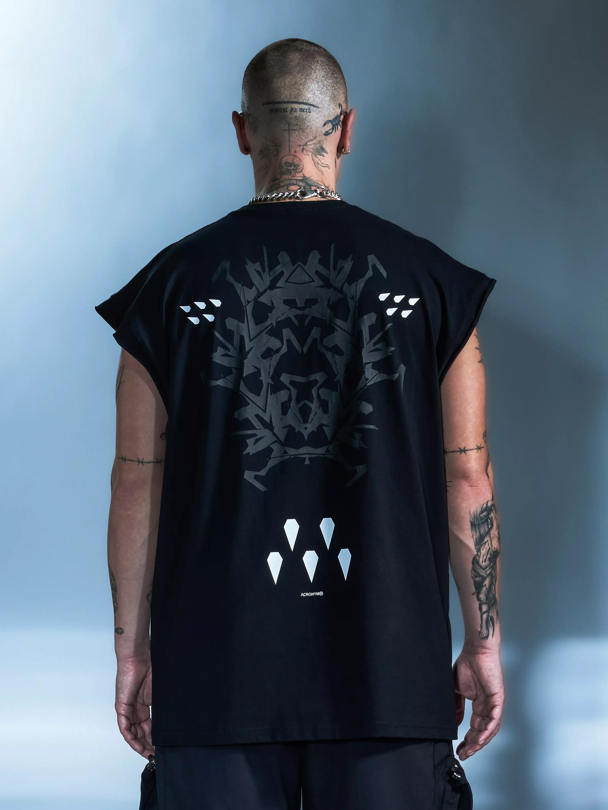 NJWN S25-PR-D 순면 기능성 대형 프린트 조끼 양복 조끼 라운드 넥 민소매 반팔 NON-ACRONYM