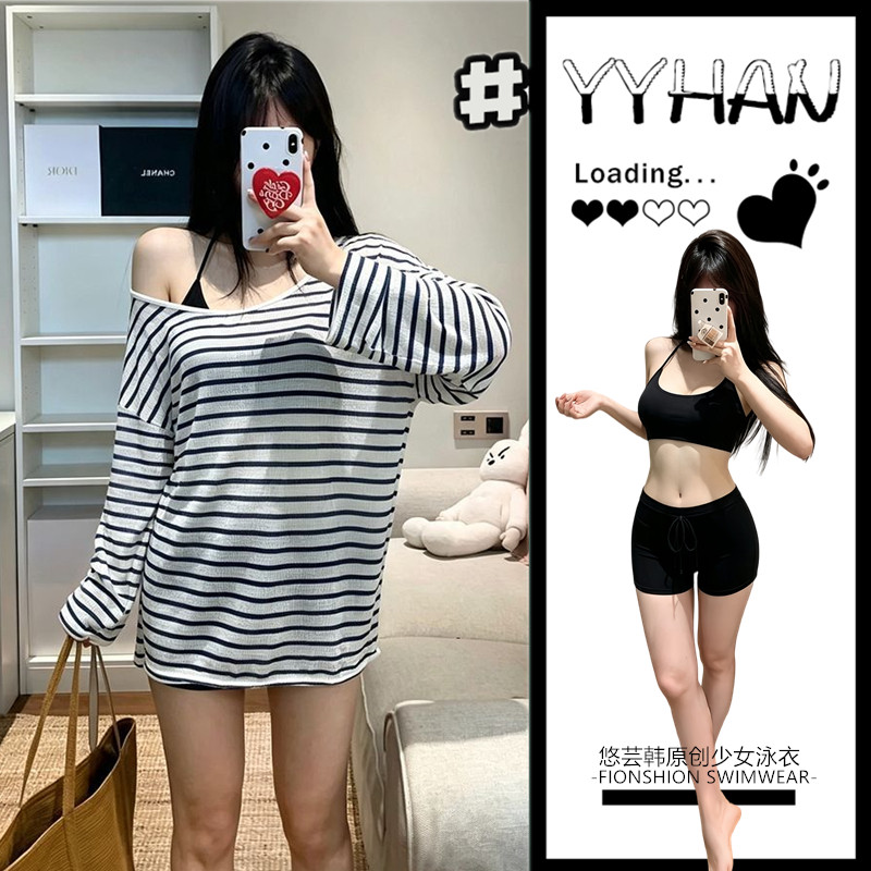 泳衣女分体三件套保守遮肉显瘦韩版ins风罩衫少女显瘦防晒高颜值