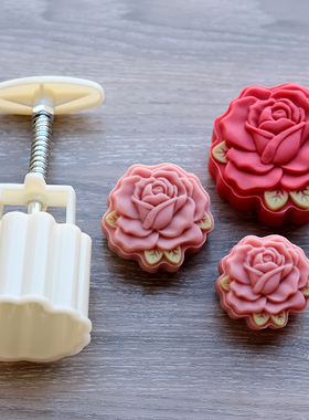 三木家新品异形50克75克150g玫瑰月饼模具1模1片立体塑料手压