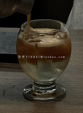创意矮脚玻璃杯子dirty冰美式咖啡杯特调鸡尾酒杯气泡苏打水杯子