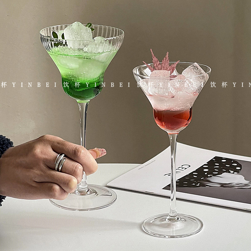 复古ins风简约高脚宽口鸡尾酒杯