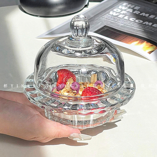 中式简约风燕窝碗高级感银耳盅轻奢酸奶糖水碗精致带盖玻璃甜品碗