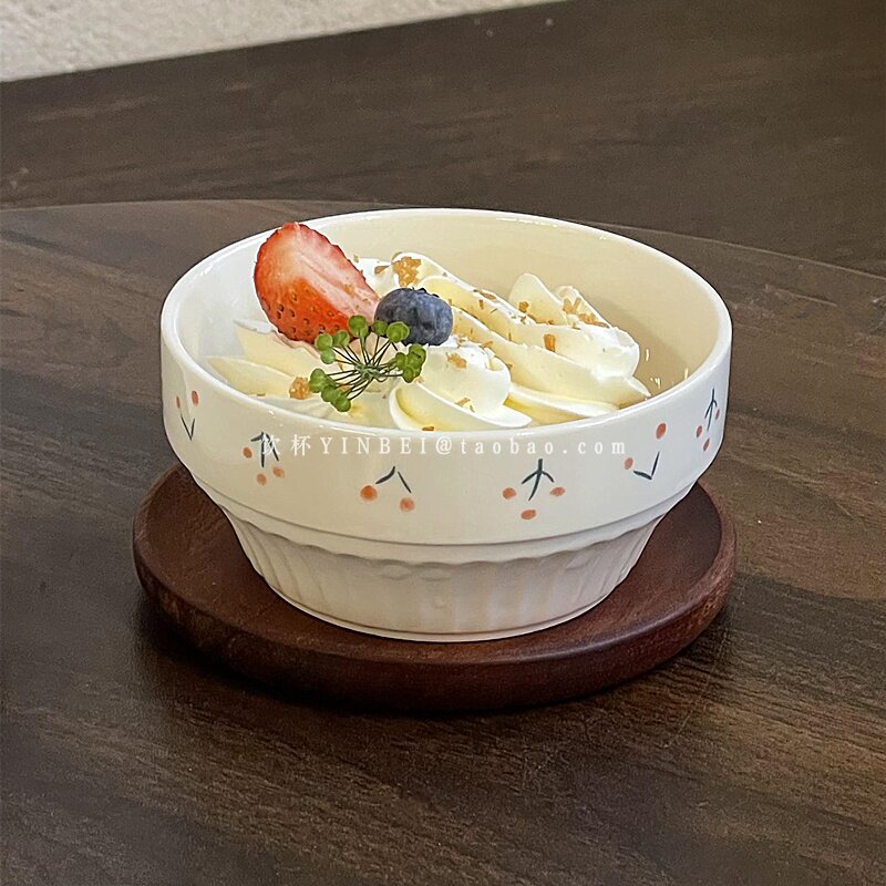 小众ins风简约樱桃圆形甜品碗