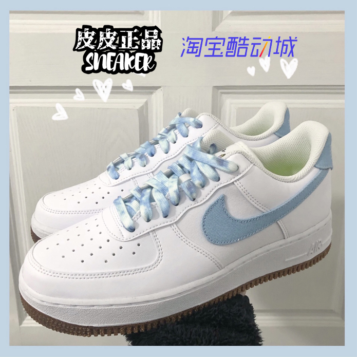 NIKEAIRFORCE白蓝花卉刺绣板鞋