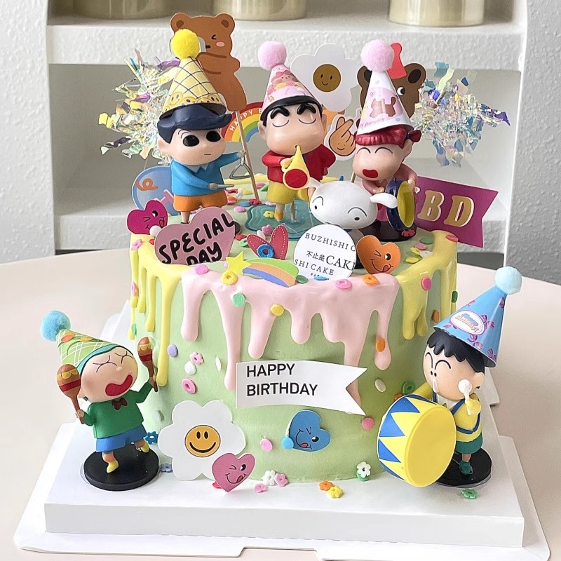 男生女生ins蛋糕装饰卡通蜡笔小新摆件童年主题生日装扮插件插牌