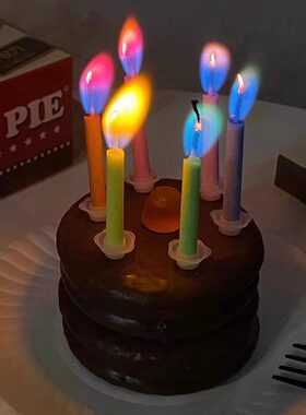 网红彩色火焰蜡烛蛋糕装饰插件普通纪念日蜡烛生日派对场景拍照用