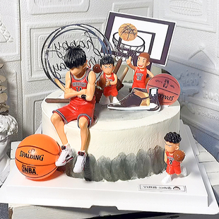 饰摆件灌篮小子网红篮球模型烘焙甜品男神生日蛋糕摆件 篮球蛋糕装