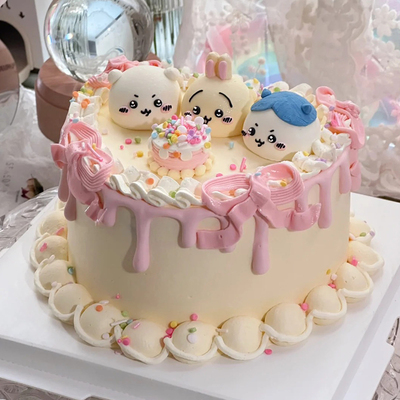 网红chiikawa蛋糕装饰卡通儿童乌萨奇小八吉伊摆件生日甜品台插牌