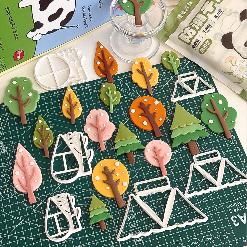 糖堡森林翻糖切模松树枫森林树木海洋动物植物蛋糕装饰模具压模w