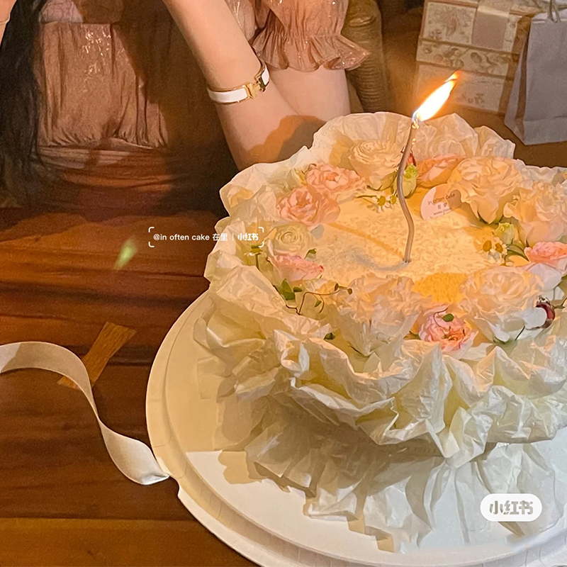 网红生日蛋糕装饰摆件雪梨纸包装