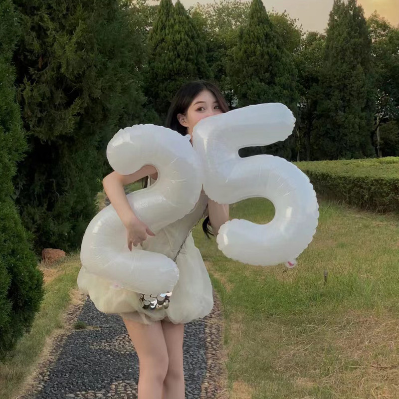 网红32寸白色铝膜数字气球周岁生日派对ins布置场景户外拍照道具,节庆用品/礼品,气球,淘宝优惠券,粉丝福利购,淘宝优惠卷