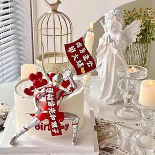 我为老公举大旗变形超人要相信光和老婆搞怪插件生日蛋糕装饰摆件