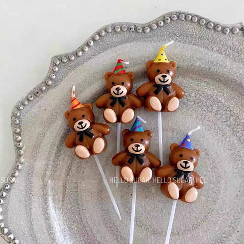 网红卡通小熊蜡烛蛋糕装饰摆件儿童派对甜品生日蜡烛烘焙装扮插件
