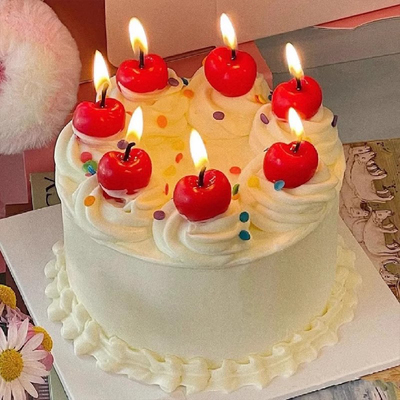 韩式复古糕装饰卡通小熊创意立体水果樱桃车厘子造型蜡烛生日摆件