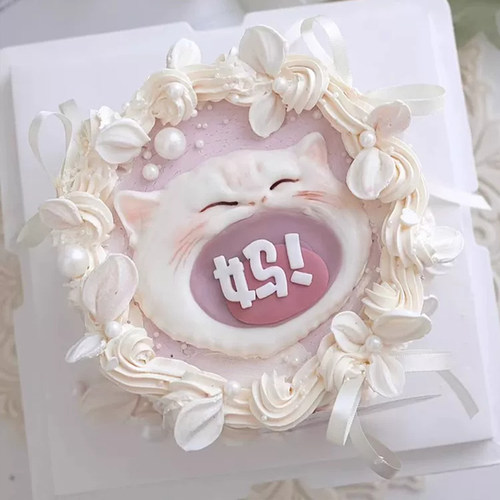 母亲节妈宝猫蛋糕装饰摆件妈妈亚克力MOM插件叫妈小白猫生日烘焙