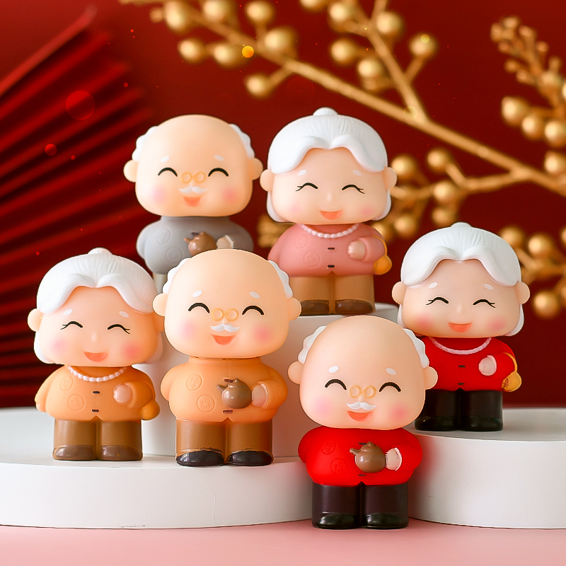 装饰摆件祝寿蛋糕老头老太