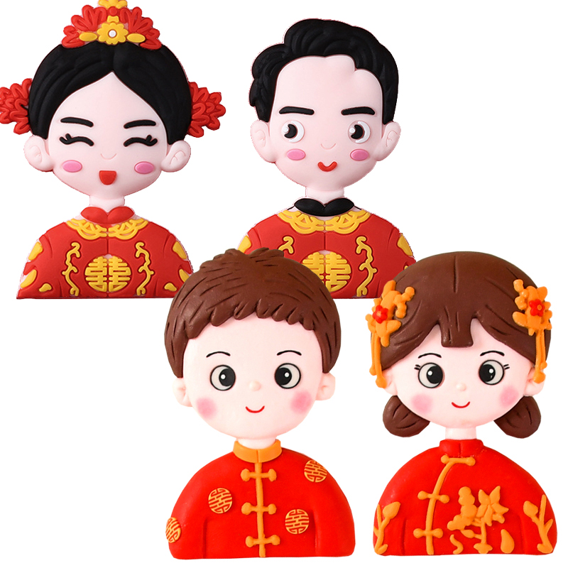 软陶新娘蛋糕装饰中式结婚摆件