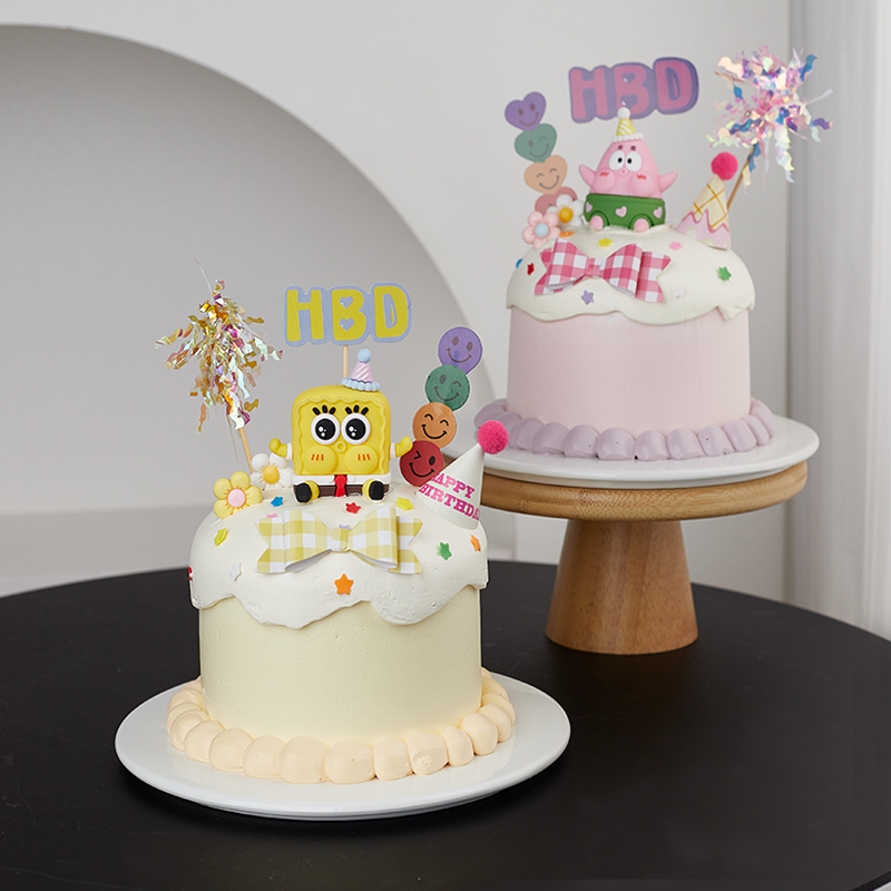 儿童生日蛋糕装饰派对帽海绵宝宝