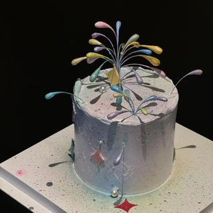 小紅書同款 氛圍感夢幻璀璨七彩煙花雨絲鐵絲創(chuàng)意DIY造型甜品插件