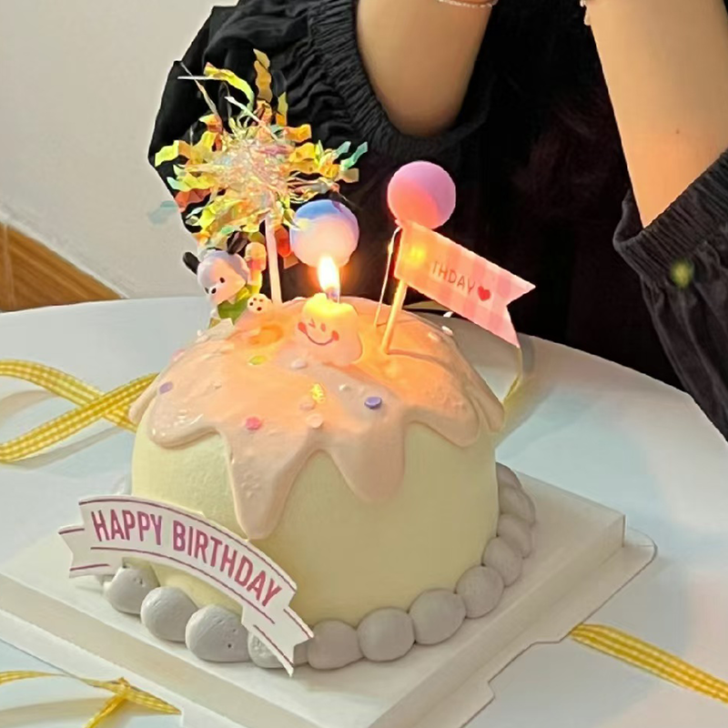 爆款卡通帕恰狗烘焙蛋糕装饰摆件云朵蜡烛插件ins风生日插牌