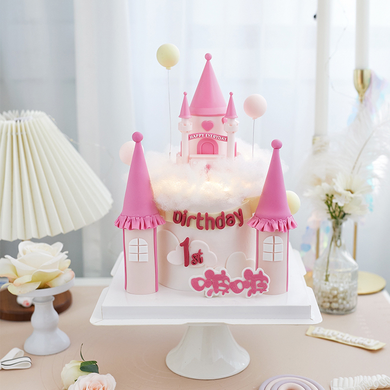 立体城堡生日蛋糕装饰摆件