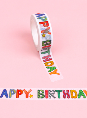 ins风彩色复古生日快乐胶带蛋糕装饰贴纸创意happybirthday贴画