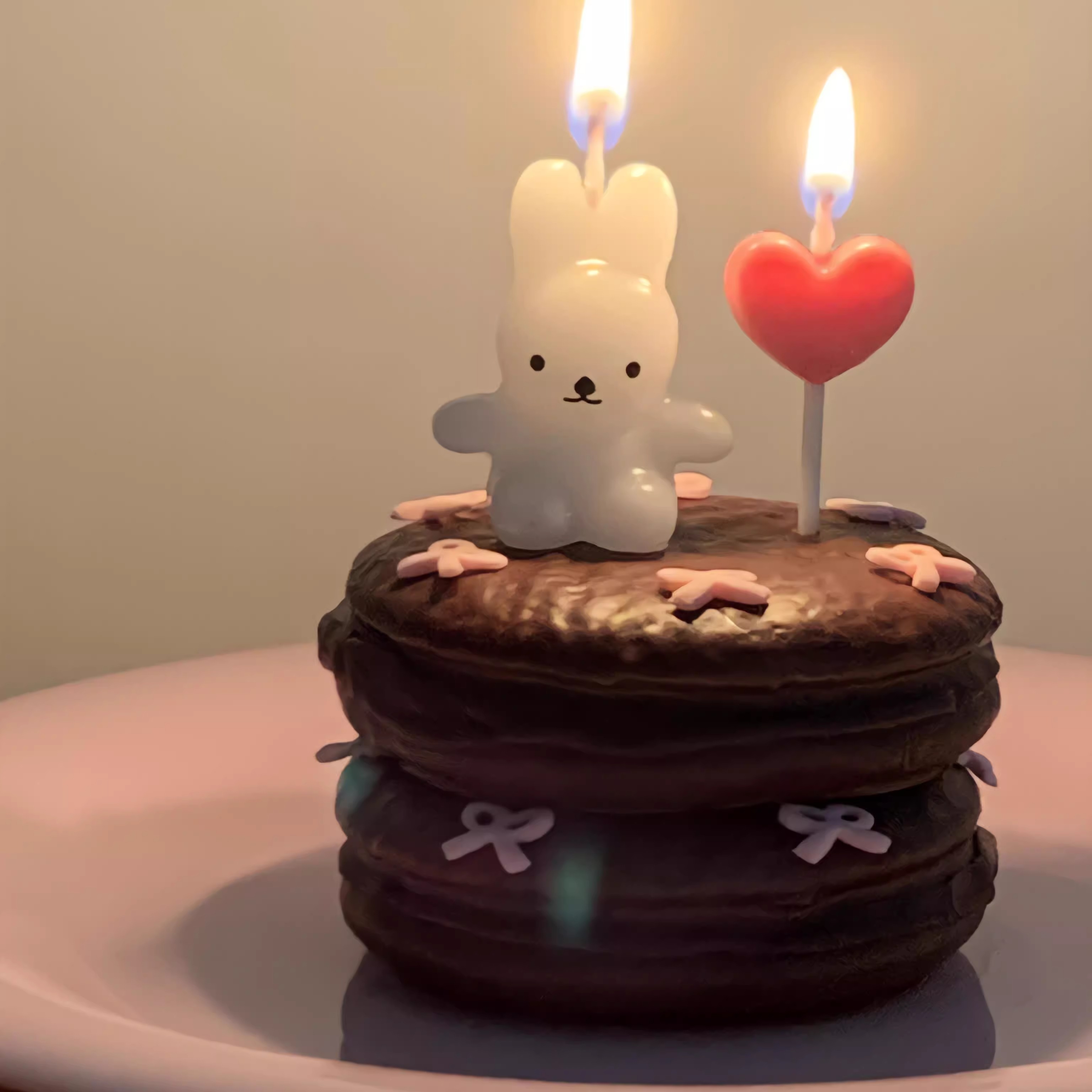 小红书同款生日蜡烛蛋糕装饰可爱小兔子爱心蜡烛摆件ins装扮插件m