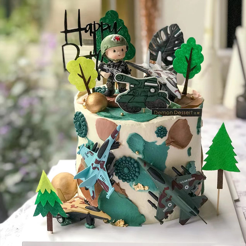 小小特种兵蛋糕装饰摆件军事飞机
