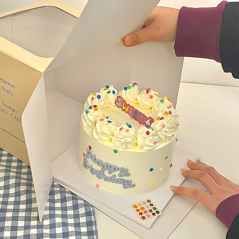 ins风网红复古韩式蛋糕装饰插牌格子小旗生日快乐蛋糕甜品台插件