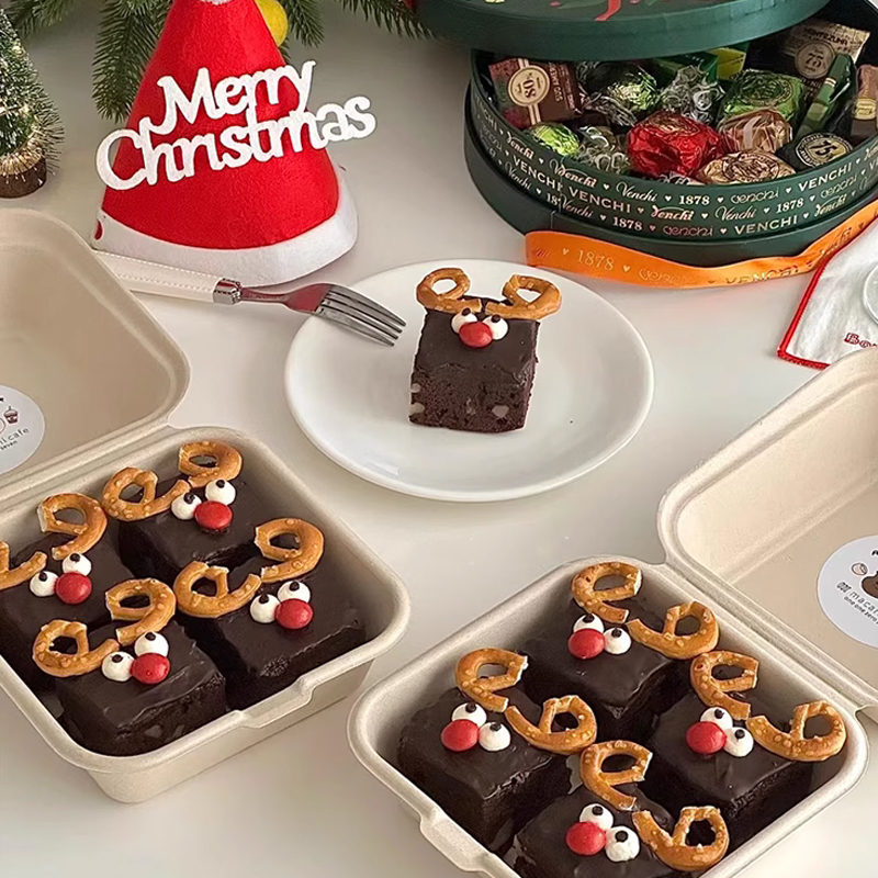 网红圣诞节麋鹿红鼻子巧克力豆蛋糕装饰西点烘焙点缀糖果甜品装扮