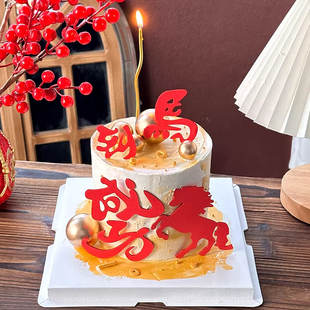 2026新年跨年蛋糕装饰马到成功千里马摆件马年春节除夕烘焙装扮