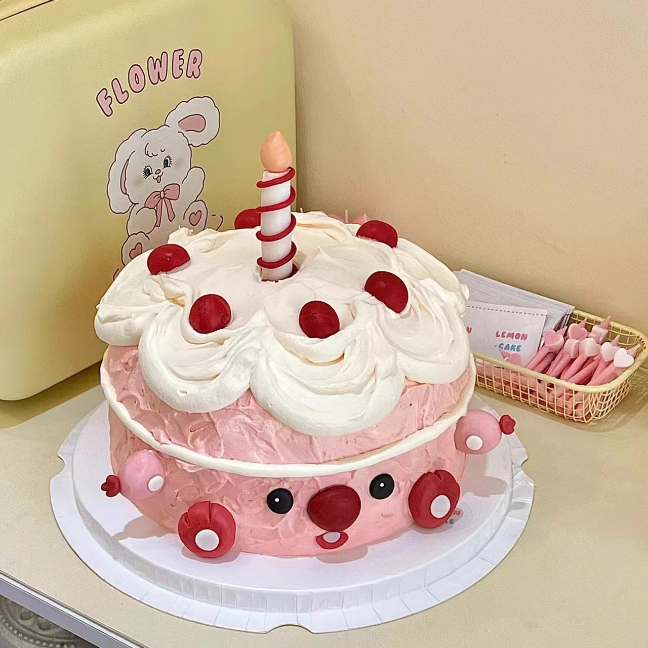 韩系可爱简约小海狸蛋糕装饰河狸软胶生日蜡烛小脚少女心烘焙插件