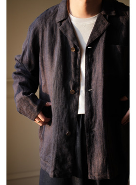 WATEREVER | 乌梅紫色织亚麻衬衫外套 珍珠贝壳扣轻质复古防晒衣