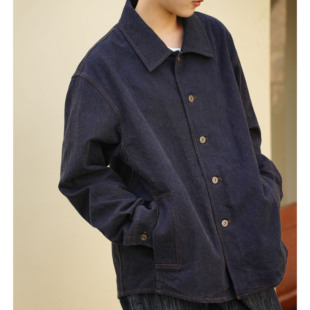 WATEREVER | 「蓝莓」蓝紫色亚麻棉色织不易褪色牛仔夹克