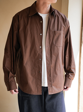 WATEREVER | 高支高密生态然棕咖色长袖衬衫 春秋衬衣复古棕红色
