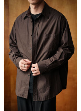 WATEREVER | 「黑巧」深咖色高密晒布衬衣 高级质感亲肤长袖衬衫