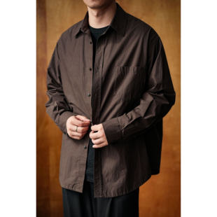 WATEREVER | 「黑巧」深咖色高密晒布衬衣 高级质感亲肤长袖衬衫