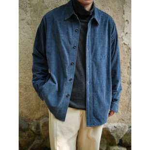 WATEREVER「莓果」新疆纯棉蓝莓色光泽丝绒口袋衬衫春秋质感外套