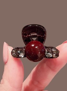 网红精致小抓夹头饰女新年款红色珍珠刘海侧边夹气质百搭新款发饰