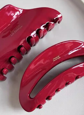 红色系列醋酸大号抓夹女发夹高级感后脑勺发卡盘发夹子鲨鱼夹头饰