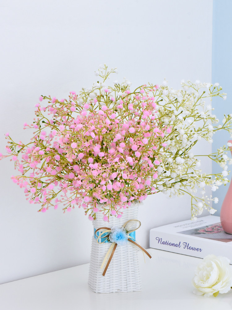 满天星假花仿真干插花束客厅摆设电视柜盆栽摆件餐桌塑料装饰花艺