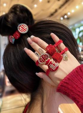 红色头绳儿童本命年头饰宝宝皮筋女扎丸子头发圈蛇年发绳新年头饰