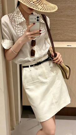 MOLS正品老钱风亚麻半裙 2026夏天知性百搭a字裙半身裙显瘦女新品