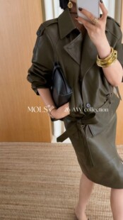 MOLS时髦精皮衣外套 飒又美气质老钱风皮衣fan早秋感
