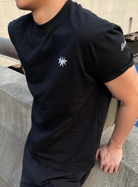 GTA夏季重磅美式休闲星星印花小领口T恤百搭速干吸湿排汗街头短袖
